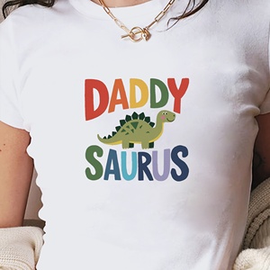 DADDY SAURUS Y2K Camiseta corta de moda para mujer con estampado de punto y corte ajustado - Product Image 2