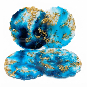 Luxury <b>Pink</b> Floral Epoxy Resin Coasters Set Handmade Gold Flakes Flower Cup Mat Modern <b>Home</b> <b>Decor</b> Heat Resistant Placemat Bulk - Product Image 6