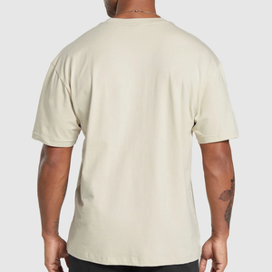 T-shirt à manches courtes pour homme, blanc cassé, col rond, coupe classique, jersey décontracté, 100% coton, couleur unie - Product Image 4