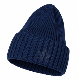 Unisex Ribbed Knit <b>Beanie</b> Hat Solid Color Winter Warm Cap Folded Cuff Casual <b>Wool</b> Blend Breathable Waterproof Adjustable Adult - Product Image 5