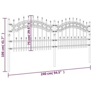 Clôture de jardin en acier thermolaqué noir avec sommet en pointe 94,5"x29,5" Produits en acier revêtu - Product Image 6