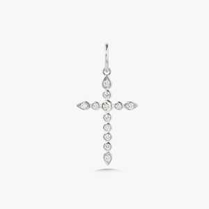 Pendentifs Solitaires Croix Diamant en Or Massif 14k 18k, Sertis clos, Tailles Rondes, Diamants de Laboratoire, Religieux Chrétien, Pour Usage Quotidien - Product Image 3