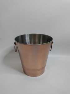 Seau à glace de 5 litres en acier inoxydable, seau à boissons en métal avec poignées en anneau, finition plaquée cuivre - Product Image 2