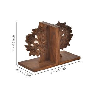 Porte-livres en bois gravé en forme d'arbre pour la décoration de la maison, supports décoratifs pour bibliothèque, bureau et bibliothèque - Product Image 5