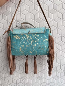 Sacs à main en cuir de fourrure de vachette sac à provisions sacs décontractés cheveux de fourrure métallique sur sac à main en cuir caché bohème femmes utilisation sac à main - Product Image 4