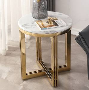 Hotel Luxury Furniture Marble Top <b>Side</b> <b>Tables</b> <b>Gold</b> Plated Metal Round End <b>Table</b> for Living Room, Hotel, Office Manufacture - Product Image 6