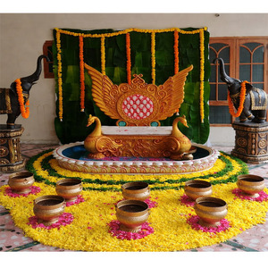 อุปกรณ์ตกแต่งพิธีแต่งงานอินเดียใต้ พิธีพิธีฮัลดี วัสดุไฟเบอร์กลาสทันสมัย ทนทาน ใช้ตกแต่งภายในอาคาร สำหรับพิธีมังกัล สนานัม สหรัฐอเมริกา - Product Image 1