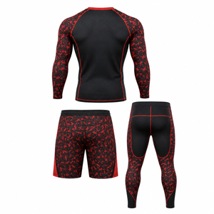 Ensemble Rash Guard 3 Pièces Personnalisé pour Homme : T-shirt de Compression à Manches Longues, Short de Combat et Leggings pour BJJ, MMA, Grappling, Entraînement Sportif – OEM - Product Image 2