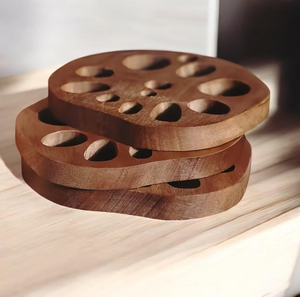 Sous-plats en bois, forme ronde, design moderne, antidérapants, pour la protection de la table de cuisine, finition naturelle, en promotion - Product Image 1