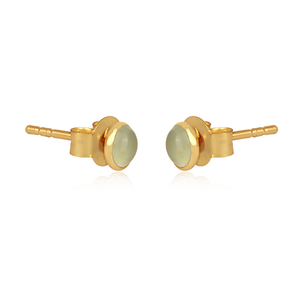 Classic Design Luxury <b>Stud</b> <b>Earrings</b> with Round Cut Prehnite 18K Gold Plated Over 925 Sterling <b>Silver</b> for Women - Product Image 3