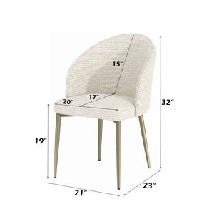 Set di 2 sedie da pranzo laterali in tessuto bianco Cora - Product Image 2