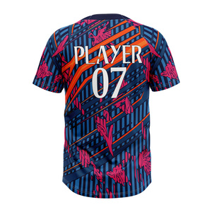 Custom 2 <b>Button</b> Baseball Team Uniform <b>Shirt</b> <b>Half</b> Sleeve Sublimated Jersey Moisture Wicking Sportswear OEM - Product Image 3