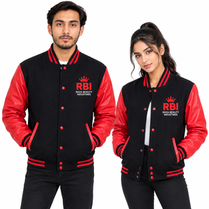 Blouson universitaire réversible en laine de baseball personnalisé, style Letterman, respirant, avec logo brodé fini, qualité supérieure - Product Image 2