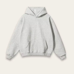 Sweat-shirt à capuche gris pour homme, 100% coton, tissu molletonné français, coupe ample, style décontracté, automne, avec poche, manches classiques - Product Image 1