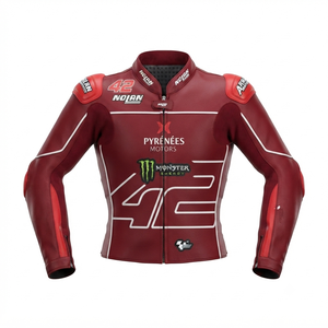 Men’s Cowhide Leather <b>Racing</b> <b>Jacket</b>/Chaqueta MotoCP Style CE Level 2 Armor Motorcycle Track Riding Protective Gear CE - Product Image 1