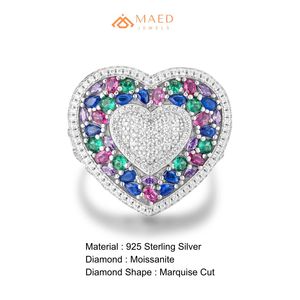 925 Sterling <b>Silver</b> Baguette Cut Multicolor Moissanite Luxury Hip Hop Engagement <b>Statement</b> <b>Ring</b> for Men's Wedding Gift - Product Image 6