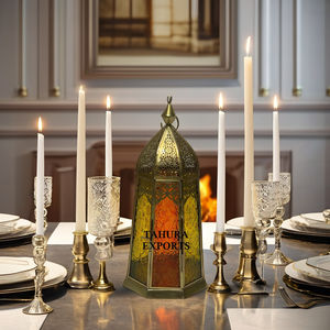 Colorful Artistic <b>Lantern</b> <b>Candle</b> Holder With Unique Glass Design Crafted <b>For</b> Elegant Lighting And Decorative Accent In Any Room - Product Image 1