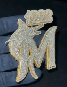 CONCEPTION Iced Out Shark Shape <b>Initial</b> Pendant Gold Plated VVS Hip Hop Bling <b>Necklace</b> For Men Women - Product Image 1