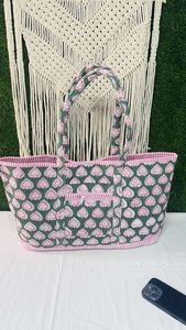 Sac fourre-tout magnétique en coton artisanal, collection de sacs à bandoulière matelassés faits main à motifs imprimés, pour le quotidien, le marché et les courses - Product Image 4