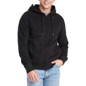 Sudadera con capucha y cremallera para hombre, bordada, con cierre de doble panel, 100% algodón, forro interior suave de punto, ajustable frontalmente, estilo casual urbano. - Product Image 4