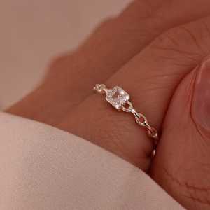 Zircon <b>Ring</b> 925 Sterling Silver 14K Rose Gold Plated Adjustable Resizable Dainty Gift For Her Jewelry - Product Image 6