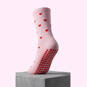 Wholesale Custom Logo Cute Heart Jacquart Pattern Women Non Slip <b>Socks</b> Custom <b>Grips</b> Soft Breathable Knit Pilates Yoga <b>Socks</b> - Product Image 2