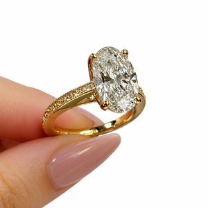 Oval Cut For Lab Grown Diamond Engagement <b>Ring</b> With Side Diamonds With IGI Certified For Women Luxury Jewelry - Product Image 1