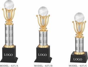 Trophée modèle 169 portable en métal de 13,50 pouces, base durable plaquée avec espace pour logo et gravure par moulage - Product Image 6