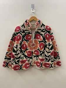 Blouson bomber matelassé réversible en velours brodé Suzani, tricoté, respirant, écologique, 100 % coton, coupe-vent, avec détails lettrés - Product Image 4