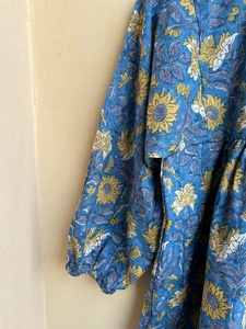 Tunique décontractée à imprimé floral, col profond avec fermeture à cordon, robe longue maxi tissée à la main, haut brodé pour l'extérieur - Product Image 6