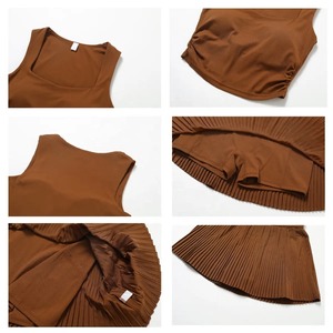 Ensemble jupe-short pour femme, tenue décontractée confortable en deux pièces avec tissu doux, haut assorti et mini-jupe-short, parfait pour tous les jours - Product Image 6