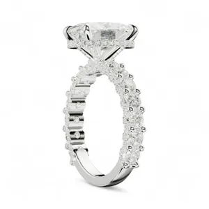 Moissanite Engagement <b>Ring</b> <b>925</b> <b>Silver</b> White Gold Plated Oval Cut Diamond Wedding <b>Ring</b> for Women - Product Image 4