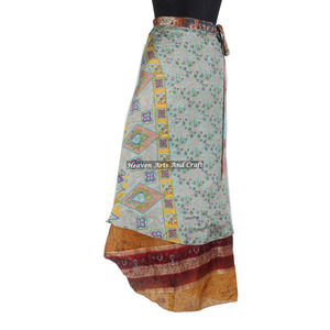 Manufacturer of Indian Sari Silk Wrap <b>Skirt</b> <b>Boho</b> Stylish Multi Color Summer Wear Comfortable Fashion Hippie Style Free Size - Product Image 6