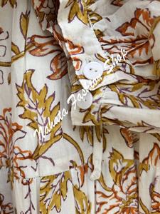 Nouveauté Robe longue en coton imprimé de fleurs dorées et rouges pour femmes, manches 3/4 avec cravates en coton, mini robe d'été pour femmes - Product Image 5