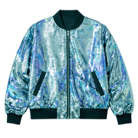 Blouson Bomber Homme Décontracté Hiver Imperméable Brodé Pailleté Oversize Zippé Noir Soirée Mode Manches Longues Épais Streetwear