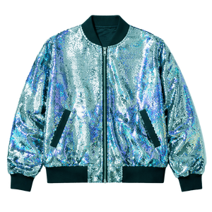 Men Casual Winter Embroidered Oversized <b>Sequin</b> Bomber <b>Jacket</b> Zip Black Party Fashion Long Sleeve Thick Streetwear Shiny Club - Product Image 4