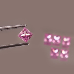 Saphir rose cultivé en laboratoire, 2,50 mm, taille carrée, facetté, calibré, pierre précieuse certifiée, pour la fabrication de bijoux, vente en gros - Product Image 2