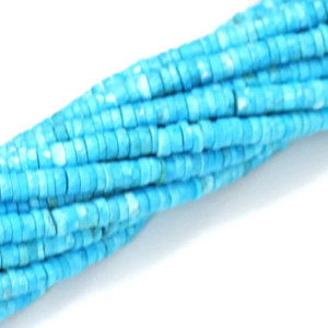 Magnifiques perles Heishi en turquoise facettée en forme de pneu, 5-7 mm, qualité supérieure AAA, turquoise facettée en forme de roue, pierres précieuses en gros - Product Image 3
