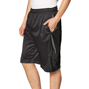 Shorts de basket-ball en maille noir et blanc pour hommes, taille élastique, respirant, avec poches, vêtements de sport d'été, coupe régulière, adulte - Product Image 2