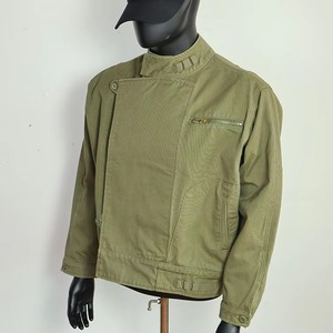 Men's Olive Green Canvas Workwear Shirt <b>Jacket</b> Stand Collar Single Button Regular Fit Solid Color Breathable Cotton Material - Product Image 5