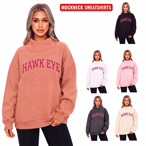 Sudadera Oversize de Cuello Alto con Bloques de Color Personalizados, de Algodón Suave y Transpirable, con Bordado de Parches, Estilo Urbano para Mujer - Product Image 1