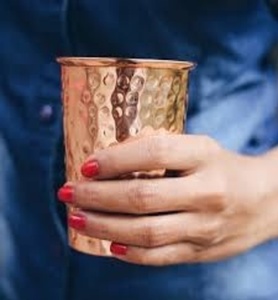 Custom Logo Copper Glass Tumbler Ayurvedic Drinking Water Cup Promotional Gift <b>Drinkware</b> - Product Image 1