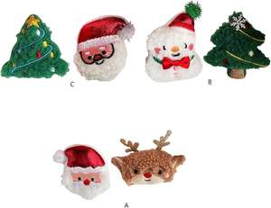 Set de Broches de Peluche Navideños: Santa Claus, Muñeco de Nieve, Reno, Osito de Peluche con Campanas, Accesorios de Solapa para las Fiestas de Invierno - Product Image 2