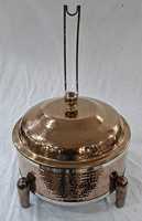 Service de vaisselle de luxe en acier inoxydable avec incrustation or rose PVD, chauffe-plats, buffet, portable, compatible lave-vaisselle, réutilisable