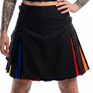 Kilt hybride moderne en tartan plissé en coton avec poches cargo amovibles, sangles latérales, boucles et anneaux - Product Image 3
