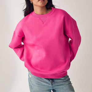 Sudadera de cuello redondo extragrande para mujer, de forro polar, con logo frontal impreso OEM, colores personalizados, manga larga, ecológica, para invierno, venta al por mayor - Product Image 5