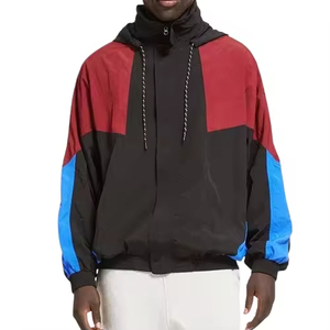 Veste coupe-vent légère pour homme, grande taille, été, logo personnalisé, couleur contrastée, respirante, imperméable, à capuche, activités de plein air - Product Image 3