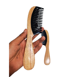 Peine de pelo de cuerno de búfalo auténtico, dientes anchos, agarre largo, acabado liso, cuerno de buey natural, mango de madera a precios asequibles - Product Image 6