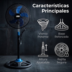 Ventilador de Torre de 10 Pulgadas con 5 Aspas, Pedestal de Plástico de Alta Velocidad, 110V, Encendido Manual, Eléctrico, para Hogar y Garaje - Product Image 4