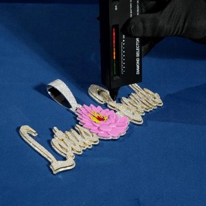 Colgante con Nombre de Moissanita VVS Personalizado de Calidad Premium, Estilo Hip Hop, Plata 925 con Incrustaciones, Certificado IGI, Engaste de Garra, Joyería Fina - Product Image 3